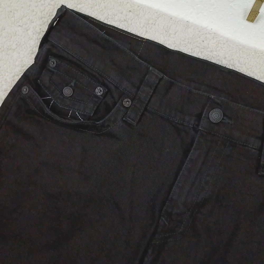 True Religion Ricky Relaxed Straight Men 38X32 Shadow Black Flap Pocket Street